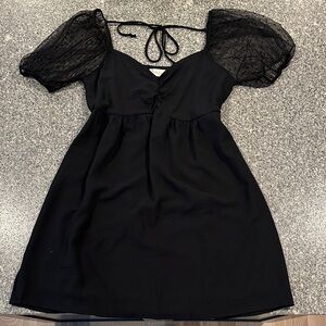 Altar'd State Black Lace Puff Sleeve Mini Dress